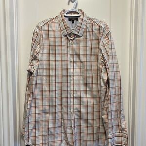 Banana Republic Orange and White Casual Button Down Shirt
